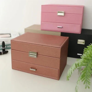 Boîte À Bijoux Avec Multi-Compartiments En Cuir