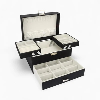 Boîte À Bijoux Avec Multi-Compartiments En Cuir