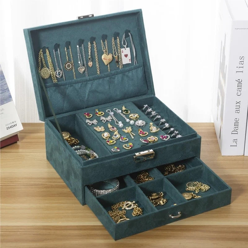 Boîte À Bijoux Velours Vert