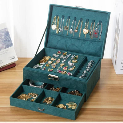 Boîte À Bijoux Velours Vert