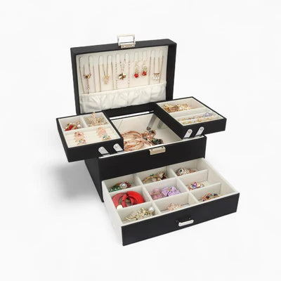 Boîte À Bijoux Avec Multi-Compartiments En Cuir