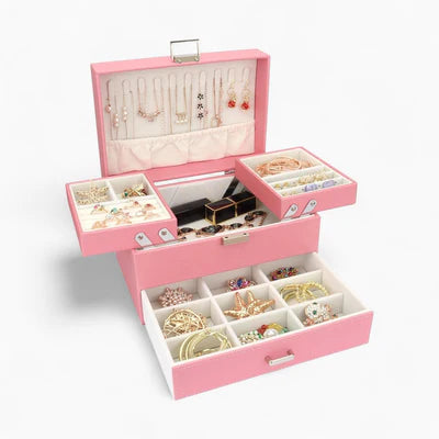 Boîte À Bijoux Avec Multi-Compartiments En Cuir