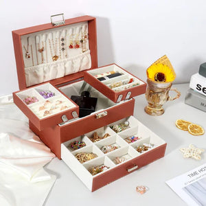 Boîte À Bijoux Avec Multi-Compartiments En Cuir