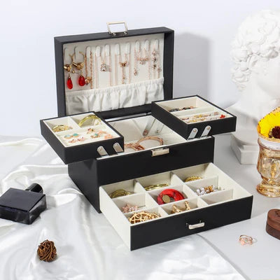 Boîte À Bijoux Avec Multi-Compartiments En Cuir