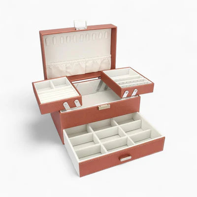 Boîte À Bijoux Avec Multi-Compartiments En Cuir