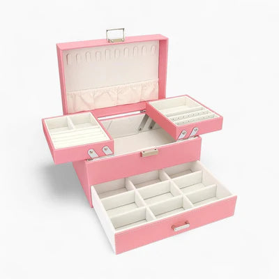 Boîte À Bijoux Avec Multi-Compartiments En Cuir