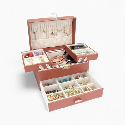 Boîte À Bijoux Avec Multi-Compartiments En Cuir