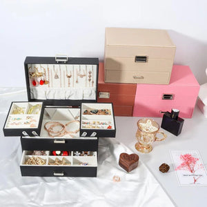 Boîte À Bijoux Avec Multi-Compartiments En Cuir