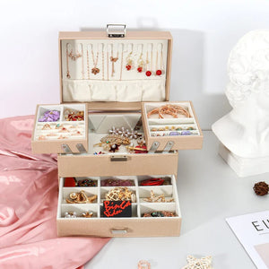 Boîte À Bijoux Avec Multi-Compartiments En Cuir