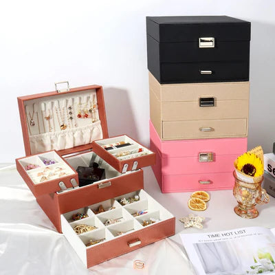 Boîte À Bijoux Avec Multi-Compartiments En Cuir