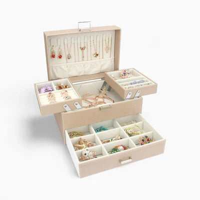 Boîte À Bijoux Avec Multi-Compartiments En Cuir