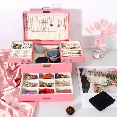 Boîte À Bijoux Avec Multi-Compartiments En Cuir