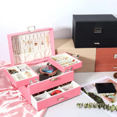 Boîte À Bijoux Avec Multi-Compartiments En Cuir