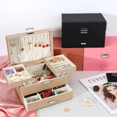 Boîte À Bijoux Avec Multi-Compartiments En Cuir