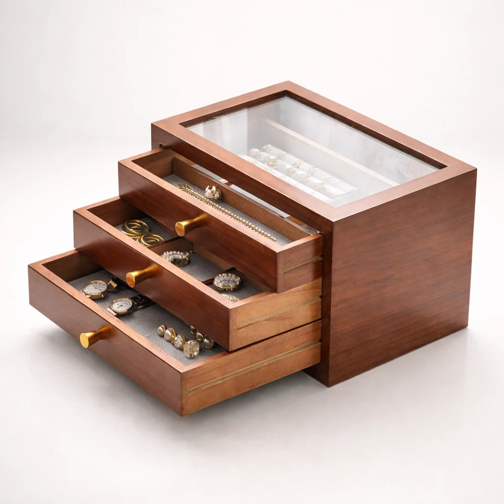 Boîte À Bijoux 3 Tiroir En Bois