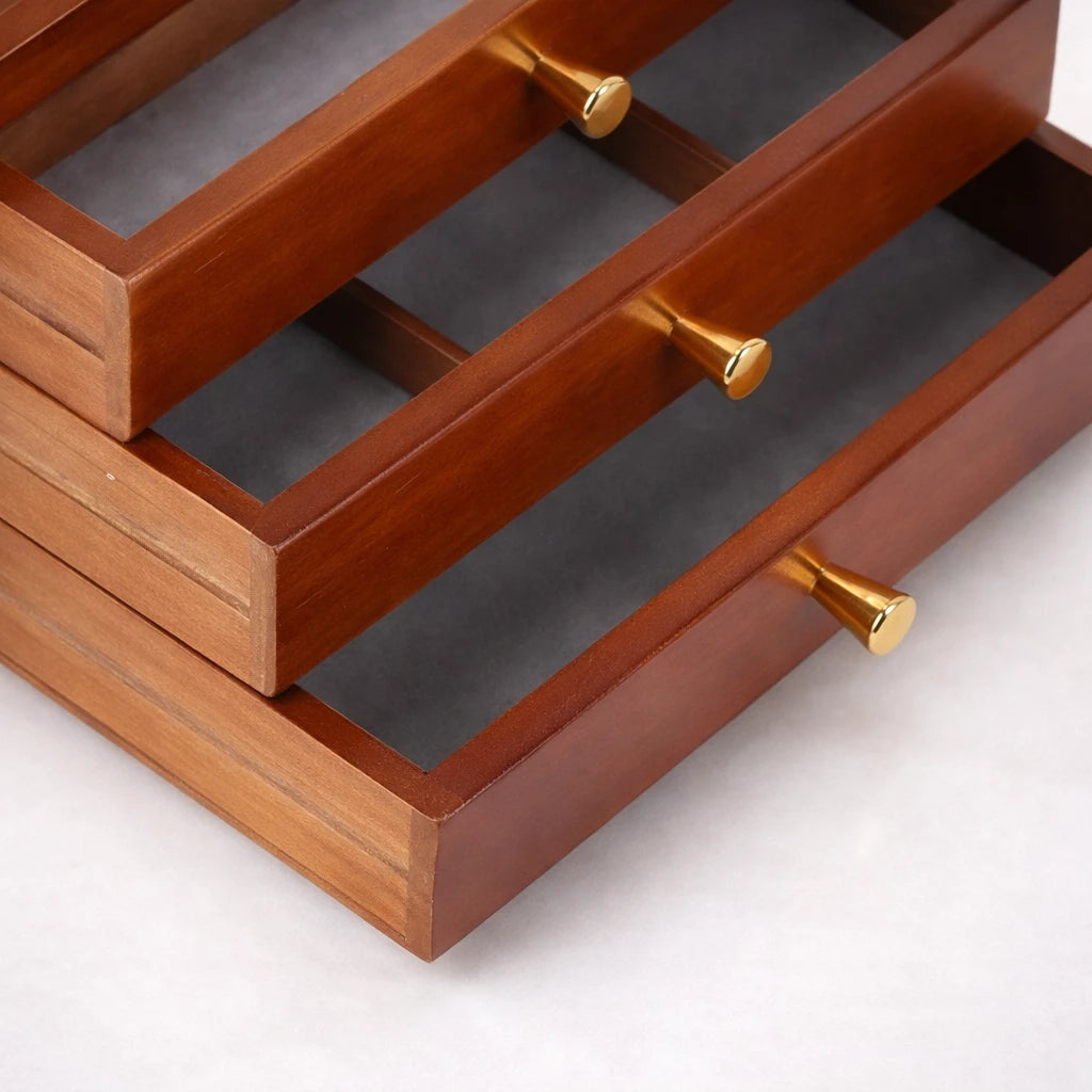 Boîte À Bijoux 3 Tiroir En Bois