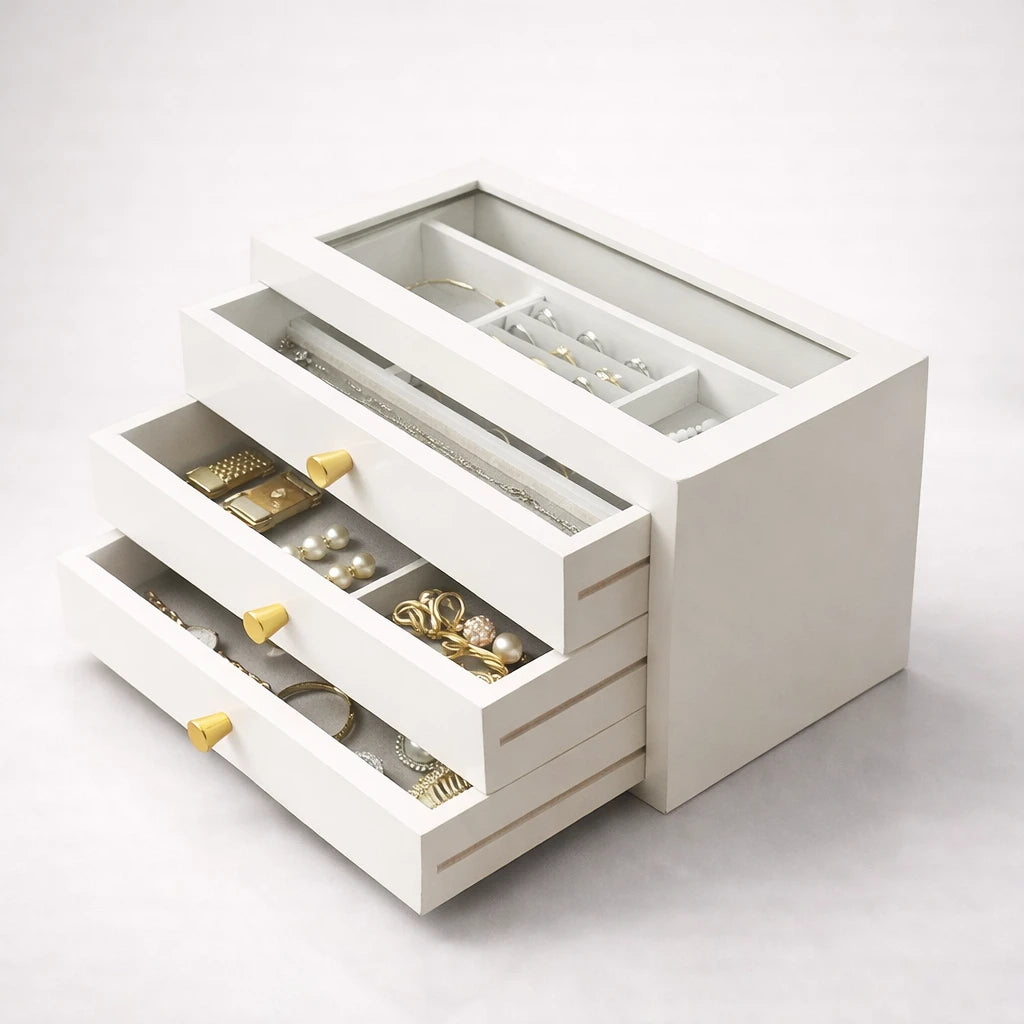 Boîte À Bijoux 3 Tiroir En Bois