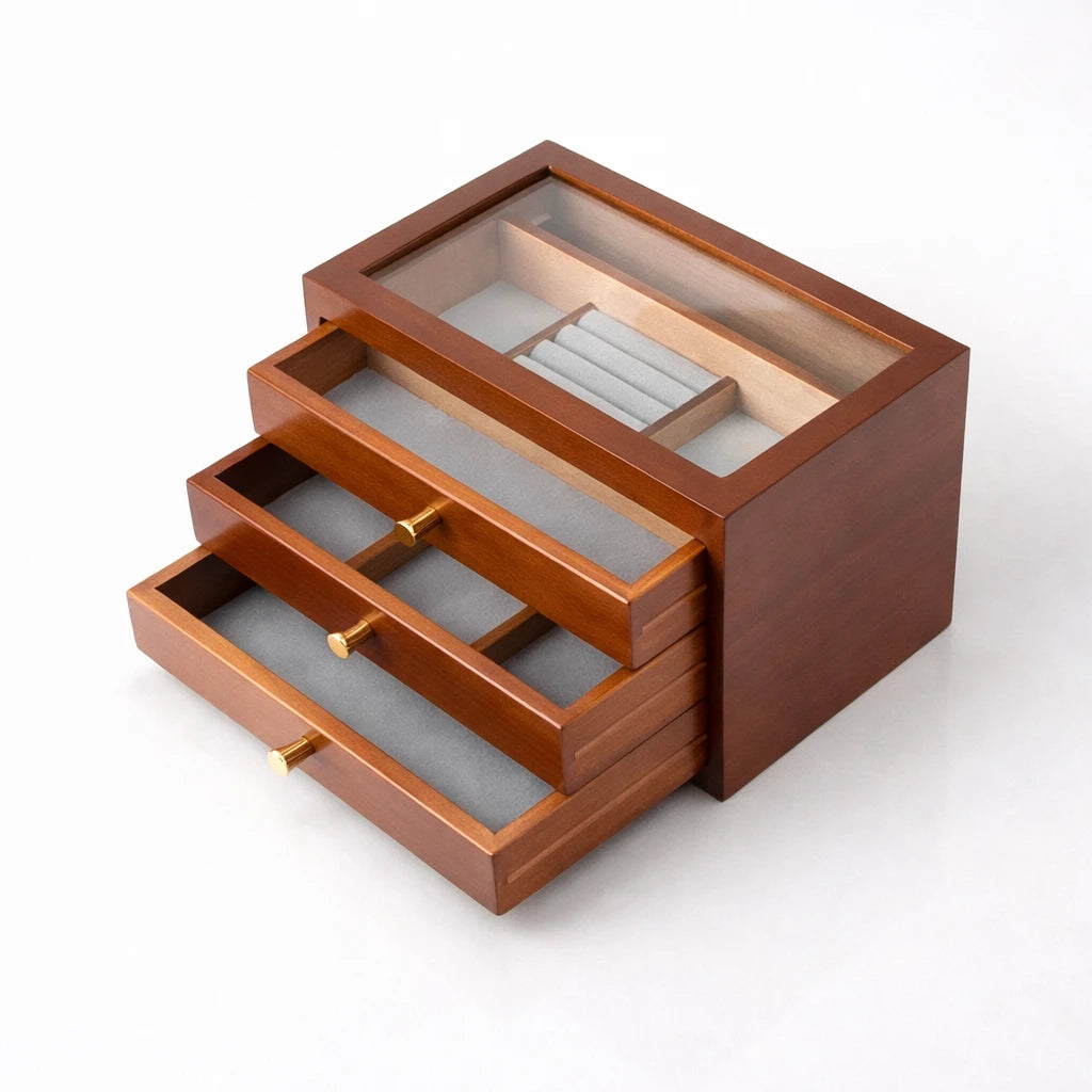 Boîte À Bijoux 3 Tiroir En Bois