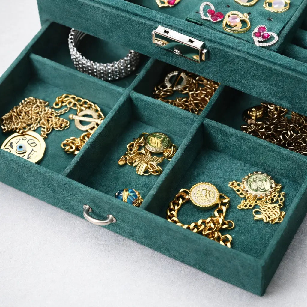 Boîte À Bijoux Velours Vert