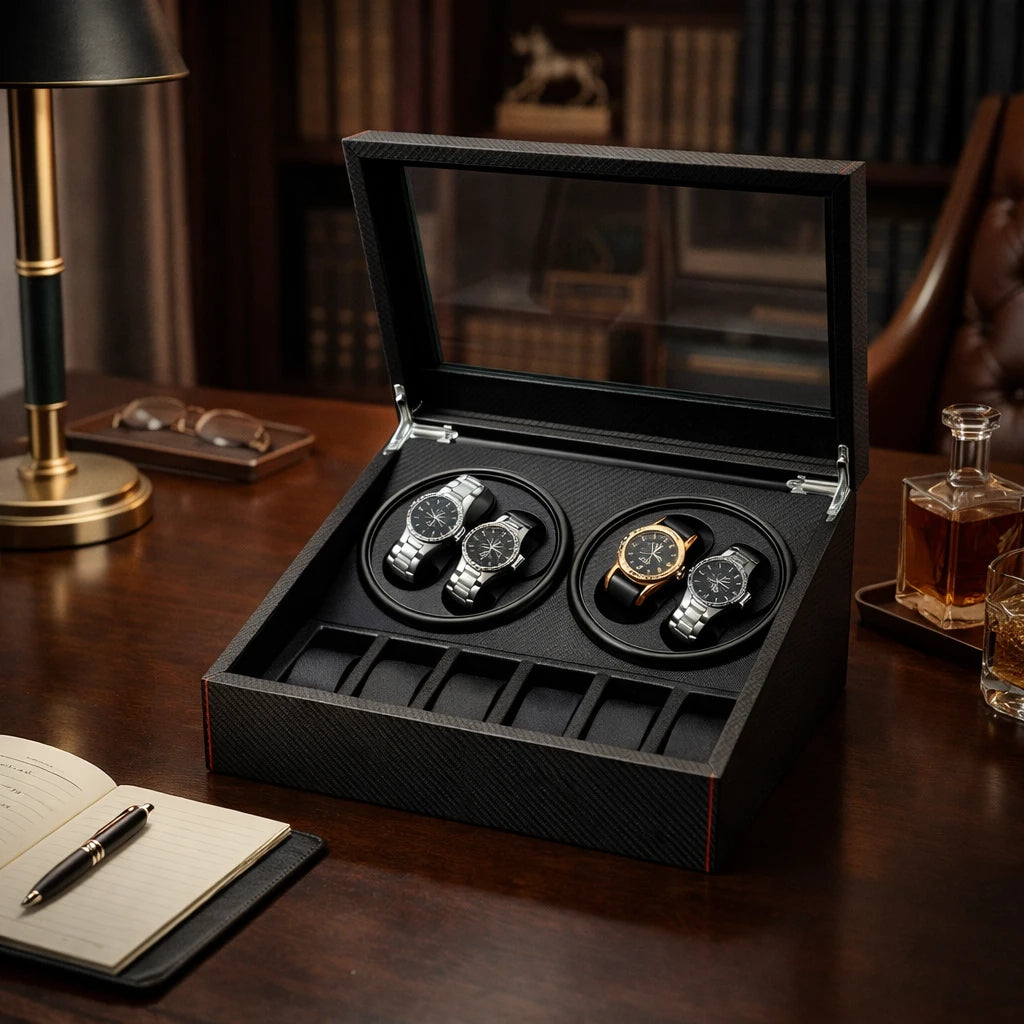 Boîte À Montre Automatique Style Carbone