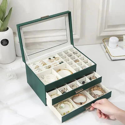 Boîte À Bijoux 2 Tiroirs En Cuir