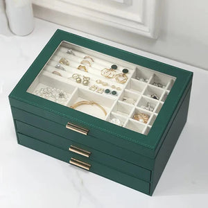 Boîte À Bijoux 2 Tiroirs En Cuir