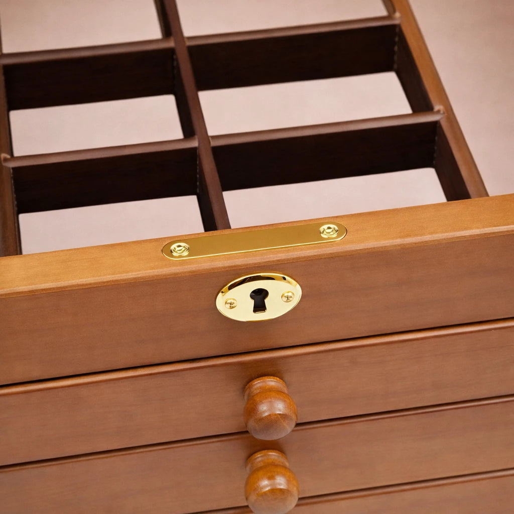 Grande boîte À Bijoux En Bois 6 Tiroirs