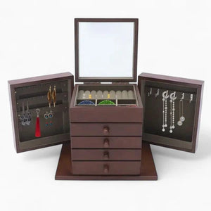 Boîte À Bijoux En Bois Sculpté