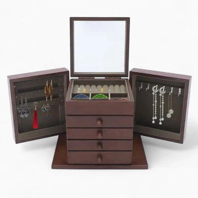 Boîte À Bijoux En Bois Sculpté