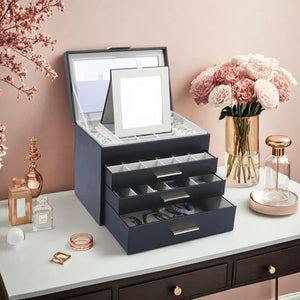 Boîte À Bijoux En Cuir Avec Miroir