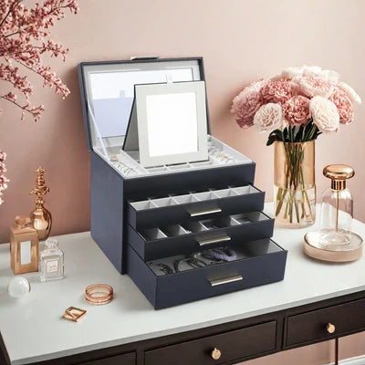 Boîte À Bijoux En Cuir Avec Miroir