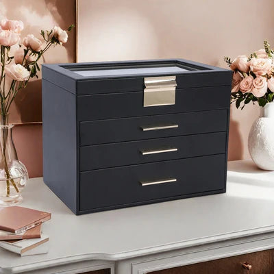 Boîte À Bijoux En Cuir Avec Miroir