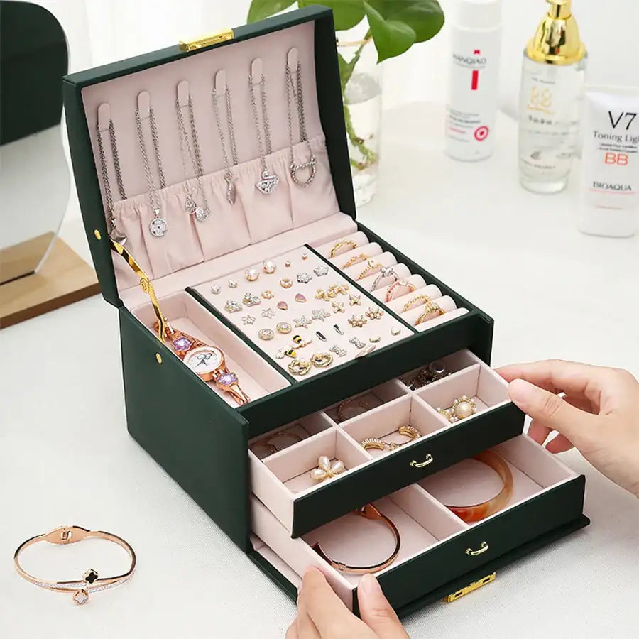 Boîte À Bijoux Portable 2 Tiroirs