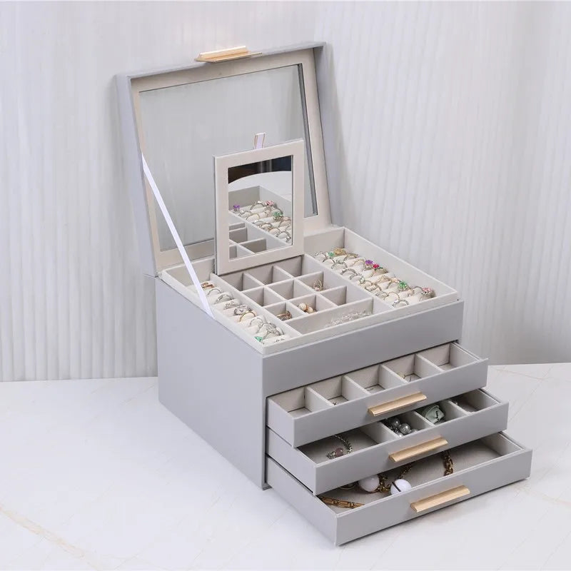 Boîte À Bijoux En Cuir Avec Miroir