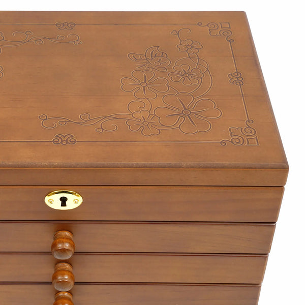 Grande boîte À Bijoux En Bois 6 Tiroirs