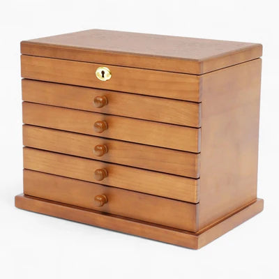 Grande boîte À Bijoux En Bois 6 Tiroirs
