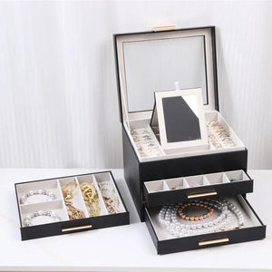 Boîte À Bijoux En Cuir Avec Miroir