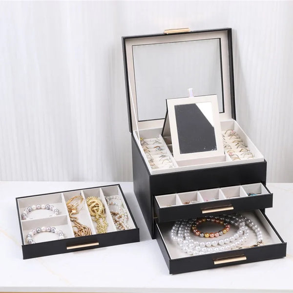 Boîte À Bijoux En Cuir Avec Miroir