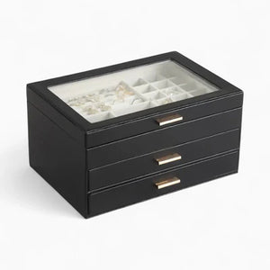 Boîte À Bijoux 2 Tiroirs En Cuir