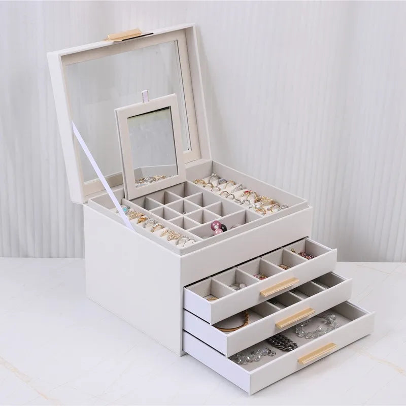 Boîte À Bijoux En Cuir Avec Miroir