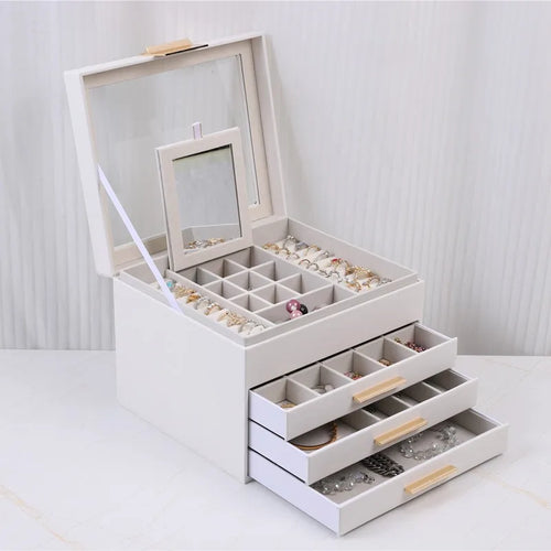 Boîte À Bijoux En Cuir Avec Miroir