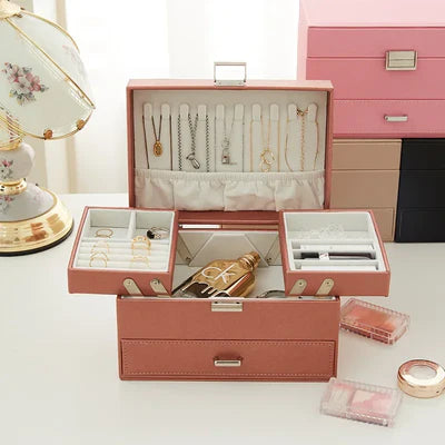 Boîte À Bijoux Avec Multi-Compartiments En Cuir