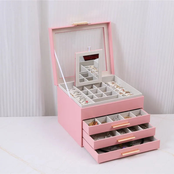 Boîte À Bijoux En Cuir Avec Miroir