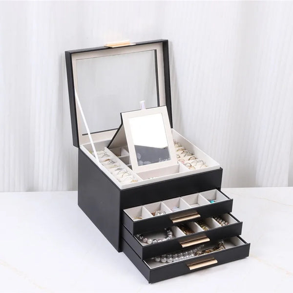 Boîte À Bijoux En Cuir Avec Miroir