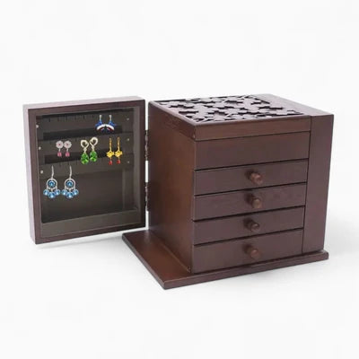 Boîte À Bijoux En Bois Sculpté