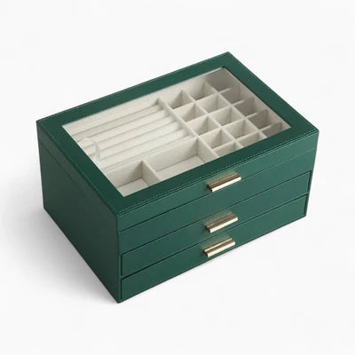 Boîte À Bijoux 2 Tiroirs En Cuir