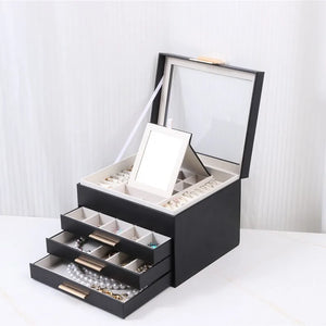 Boîte À Bijoux En Cuir Avec Miroir