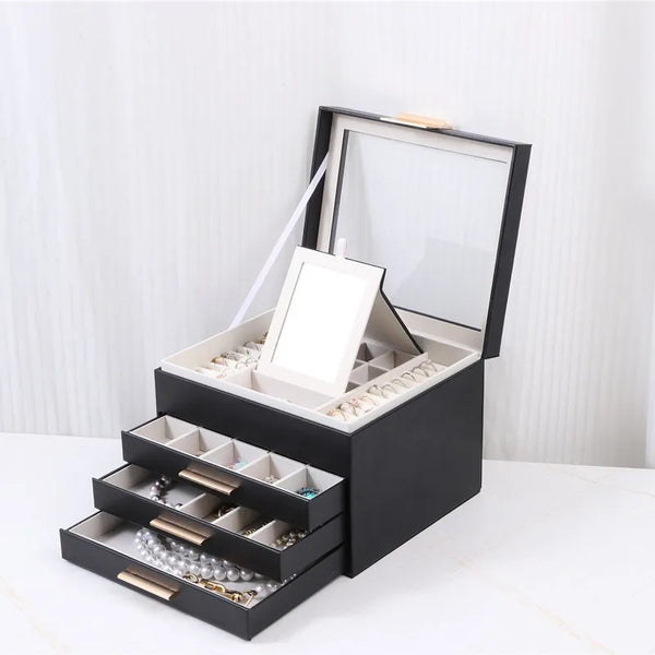 Boîte À Bijoux En Cuir Avec Miroir