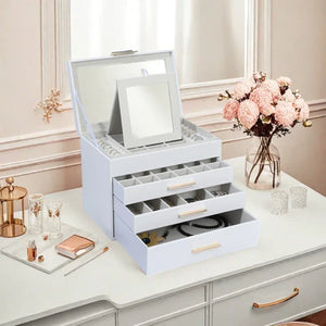 Boîte À Bijoux En Cuir Avec Miroir