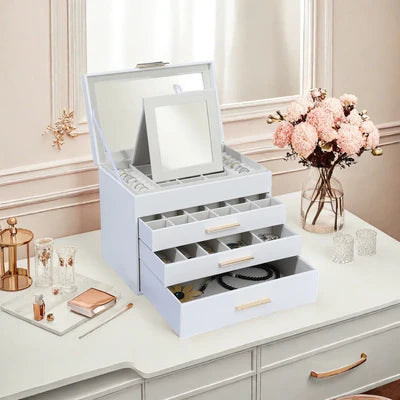 Boîte À Bijoux En Cuir Avec Miroir